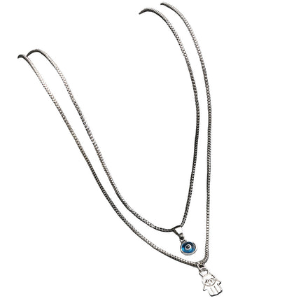 Retro Affordable Luxury Sets Of Simple Devil Eye Palm Necklace Suit