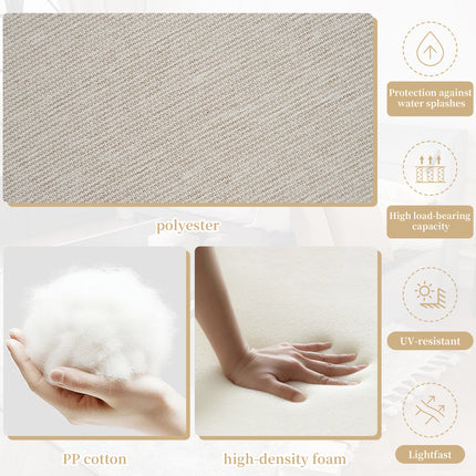 5-6 Sitplek Tuin Sitkamerstel, Gegalvaniseerde Ysterraam Buitenstoepmeubels, 6-stuk Stel, Lê- en Verstelbare Sitplekke, 2 WPC Tafelbladtafels Ingesluit, Beige Materiaal Kakie Raam