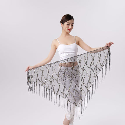 Belly Dance Sequins Tassel Triangle Waist Scarf