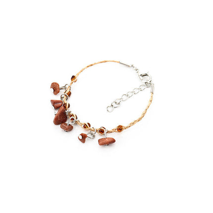 Raffia Klippie Armband, Handgeweefde Armband, Raffia Enkelbandjie
