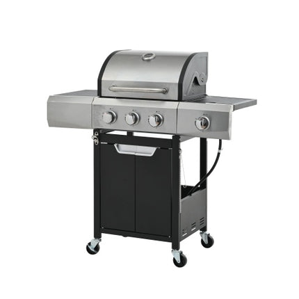 Propane Grill 3 Burner Barbecue Grill Stainless Steel Gas Grill With Side Burner And Cover For Outdoor BBQ, Camping