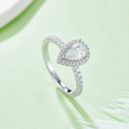Peer-vormige Moissanite-stel Met Topgehalte Moissanite Luukse En Modieuse Ligte Luukse Juweliersware Silwerring S925 Silwer Elektroplateer Met Platinum