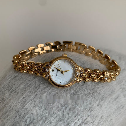 Elegante Persoonlikheid Neiging Sagte Luukse Retro Strass Kwarts Horlosie