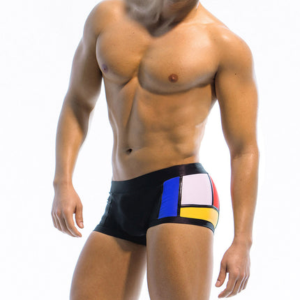 Men's Multi-color Mosaic Craft Boxer Swimming Trunks