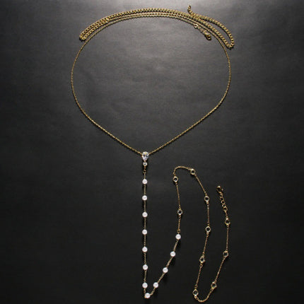 Nuwe Elegante Krale Rugketting Vroue Trou Bruids Strass Rugversiering