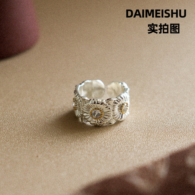 Vintage Fashion Versatile Micro-Inlaid Zircon  Ring For Women, Light Luxury Unique High-End Adjustable Open Ring
