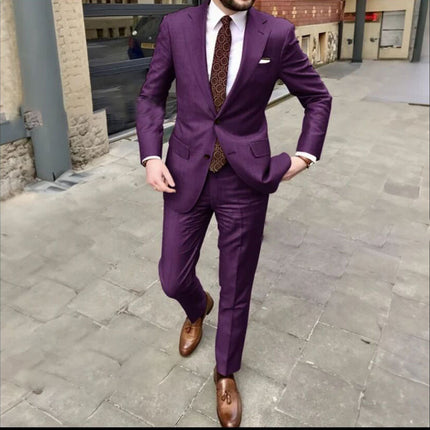 Men's Slim Fit Business Dress Two Button Set