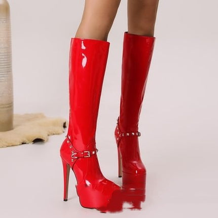 Autumn And Winter New Thick Bottom Chunky Heel High Heel Fashion High Leg Boot Large Size Women's Shoes