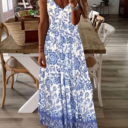 Summer Casual Printed Camisole Long Dress