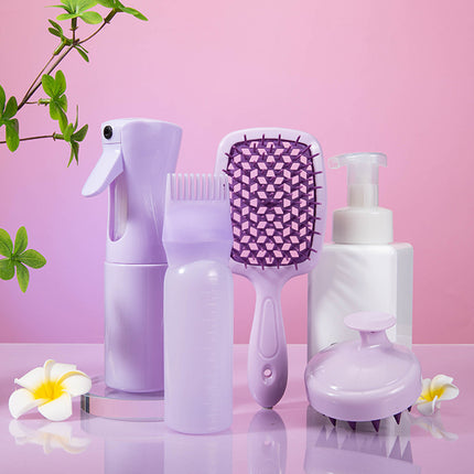 High Pressure Spray Bottle Cleaning Silicone Shampoo Brush Hollow Comb Hair Care Hair Dyeing Comb Suit