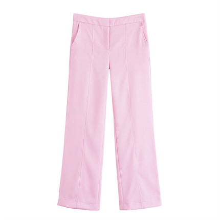 Short Sleeve Double Breasted Top High Waist Trousers
