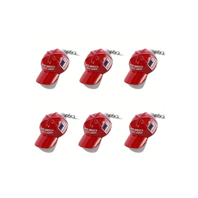 6 STUKS Trump Rooi Hoed Sleutelhanger Hanger Hangornament