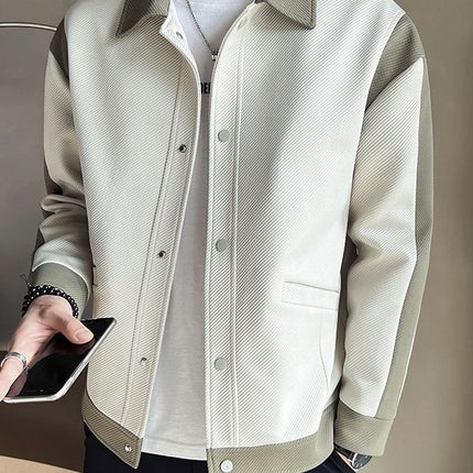 Men's Spring And Autumn New Patchwork Polo Collar Top