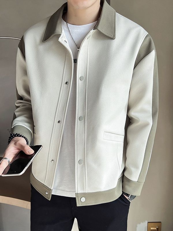 Men's Spring And Autumn New Patchwork Polo Collar Top