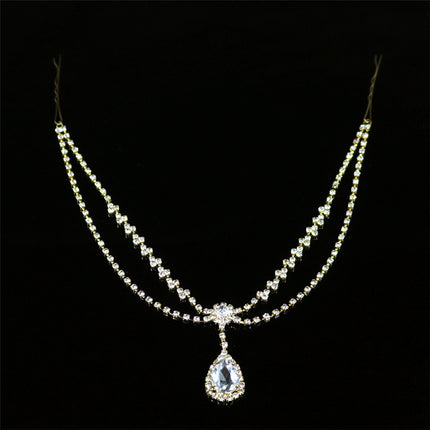 Nuwe Strass Hoofbedekking Eenvoudige Waterdruppel Voorkopketting Bruids