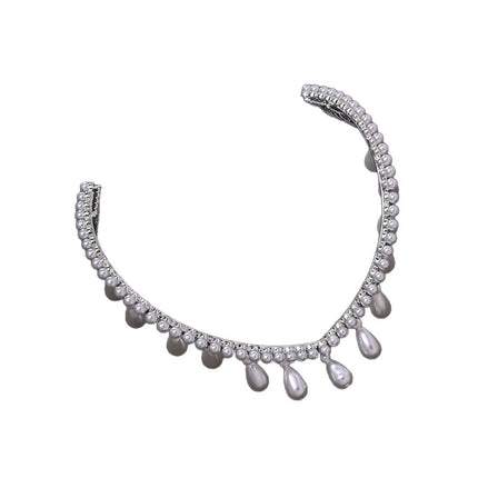 Elegant Bridal Headpiece With Toothed Waterdrop Design For The Back Of The Head