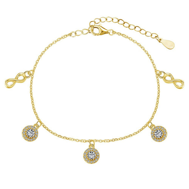 S925 Sterling Silwer Onbeperkte Simbool Enkelband Ingelê met Sirkoon Glansende Ontwerp