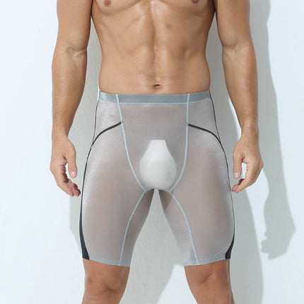 Ice Silk Sports Underpants Men's Non-trace Wear Leg Quick Dry Plus Long Wear Crotch