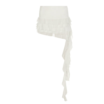 Low Waist All-match Ribbon Irregular Tulle Skirt