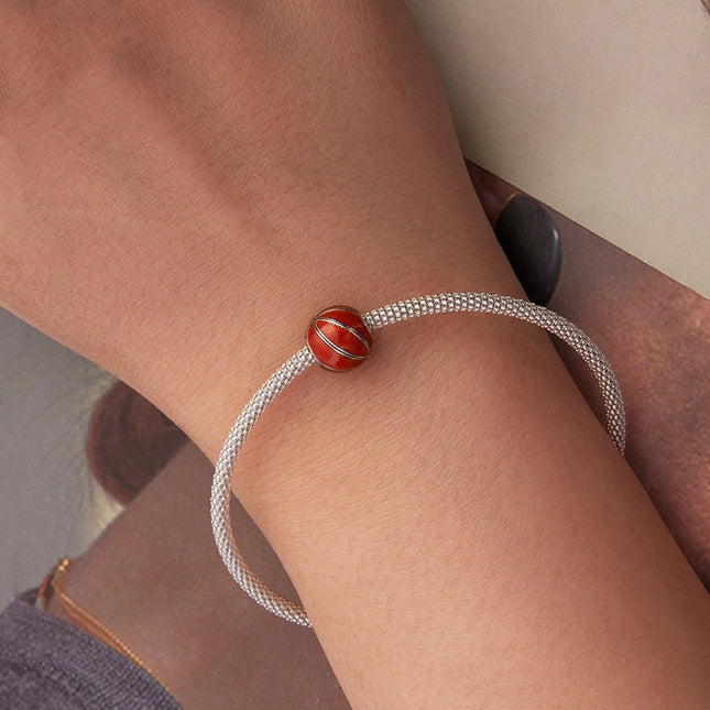 S925 Sterling Silver Basketball Scattered Beads Diy Bracelet Accessories