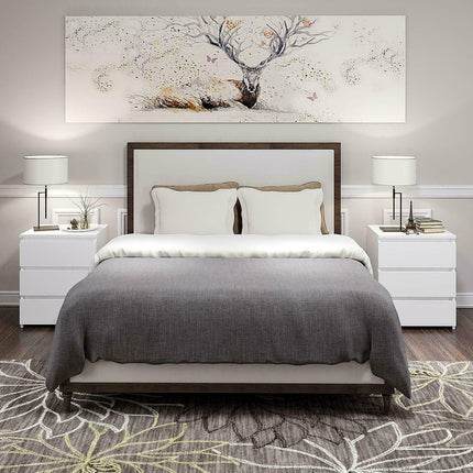 White Modern Bedside Table Cabinet Nightstand With 3 Storage Drawers Bedroom Furniture