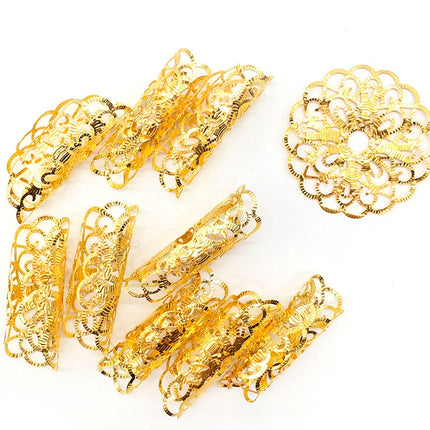 20 Pieces Round Adjustable Golden Metal Hair Tube Beads Rings