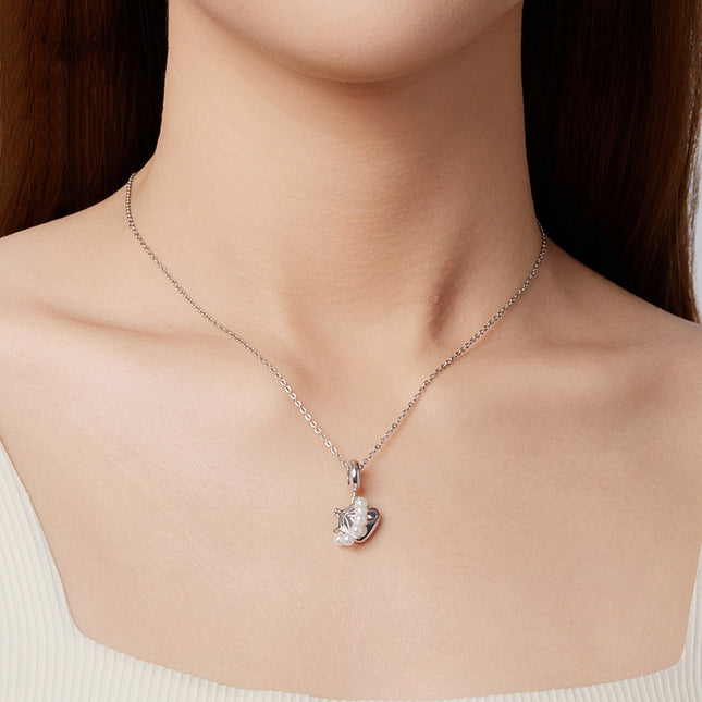 S925 Sterling Silver Shell Pearls Handbag Pendant Beaded