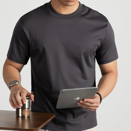 Cold Liquid Ammonia Mercerized Cotton Short-sleeved T-shirt For Men