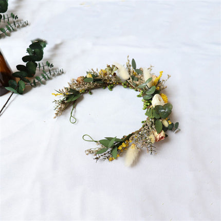 Droë blomme krans bruidshoofbedekking