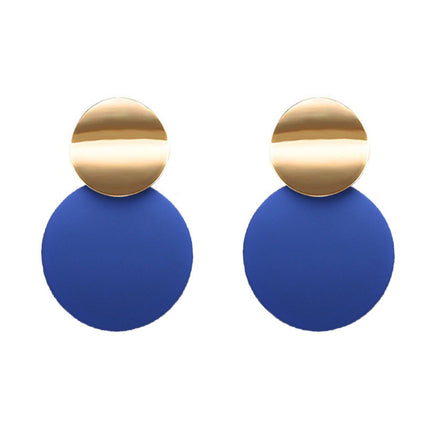 New Fashion High Sense Creative Asymmetric Size Round Metal Earrings