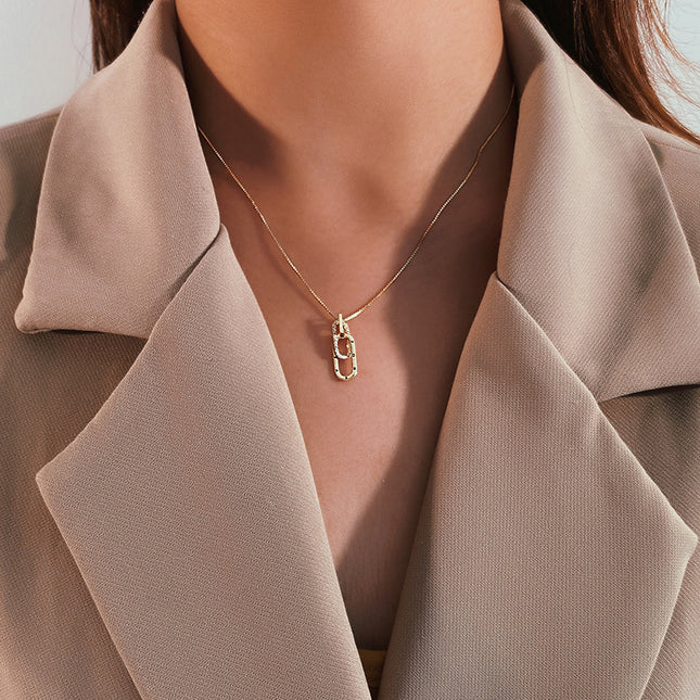 Interlocking Necklace Female Design 925 Sterling Silver Clavicle Chain