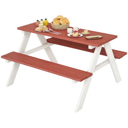 Kinders Piekniektafelstel, Hout Tafel- en Bankstel, Kinders Patio Meubels Buitenspeelgoed vir Tuin, Agterplaas, Ouderdom 3-8 Jaar Oud, Bruin