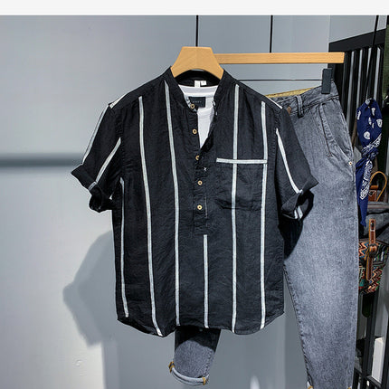 Men's Stand Collar Pullover Shirt Men