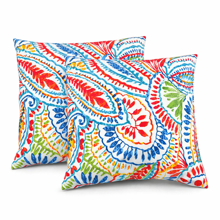 2 Pak Buitelug Spreikussings, Waterdig & Vaalbestand Patio Kussings Vir Tuin, Stoep, Swembadmeubels - Sagte & Gemaklike Dekoratiewe Kussingsoortreksels 18x18 Duim, Paisley Multi