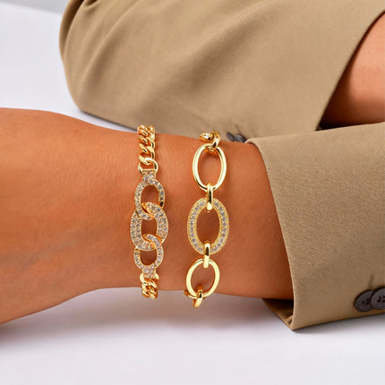 Sirkonium Mikro-plavei Koper Ovaal Ring Armband in Goue Kleur