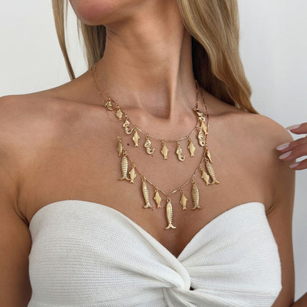 Oseaanstyl Instagram-gereed metaal klein vis hangertjie ketting