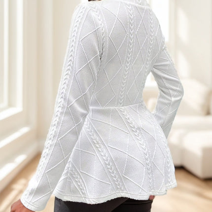 Solid Color Textured Single Button Jacket