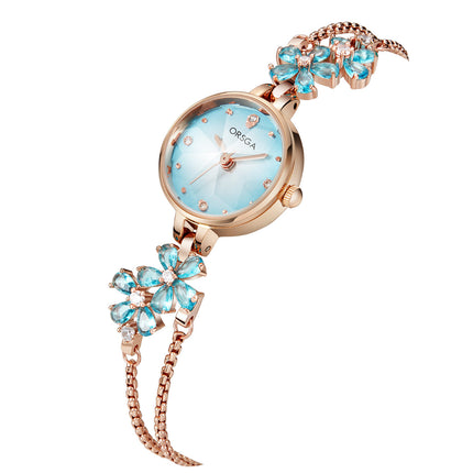 Vroue se Pragtige Diamantbesaaide Armbandhorlosie