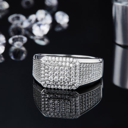 Men's Luxury And Fashionable Light Luxury Jewelry Silver Ring S925 Silver-plated Platinum Set With Top-quality Moissanite