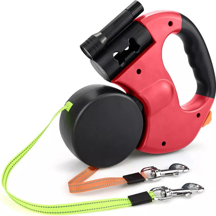 Retractable Lead Leash Double  Dual Doggie 2 Dog 50 Pounds For Pet