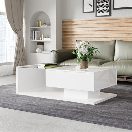 Koffietafel, Hoogglans Wit. Bytafels, Koffietafels Met Glas En LED