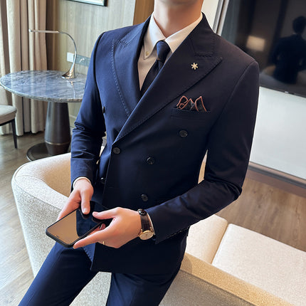 Double Breasted Business Slim Fit Casual Two-piece Suit