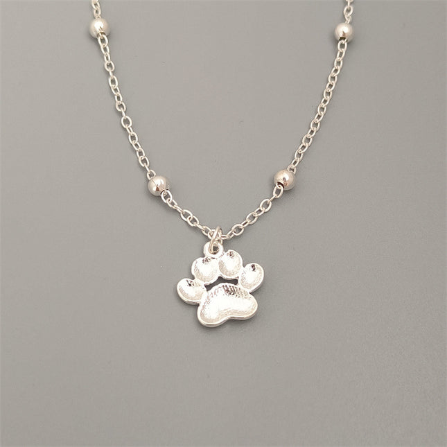 Bohemian Paw Print Pendant Beaded Anklet