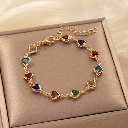 Kleurvolle Hart Sirkoon Armband Vir Vroue