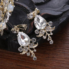 Golden white diamond ear clips
