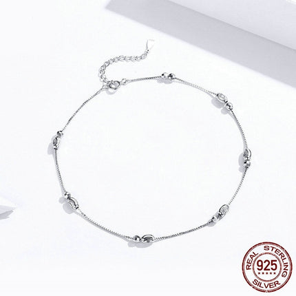 Round Beads 925 Sterling Silver Fashion White Gold Plated Anklet
