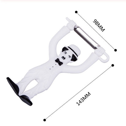 Handheld Fruit Vegetable Peeler Creative Plastic Character Standing Stainless Steel Slicer