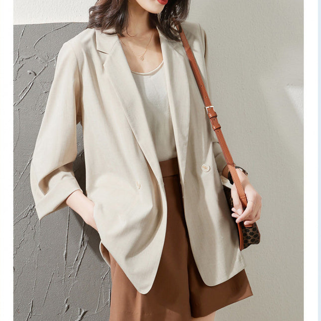 Thin Style In Beige Sun-proof All-matching Loose Breathable Suit Top