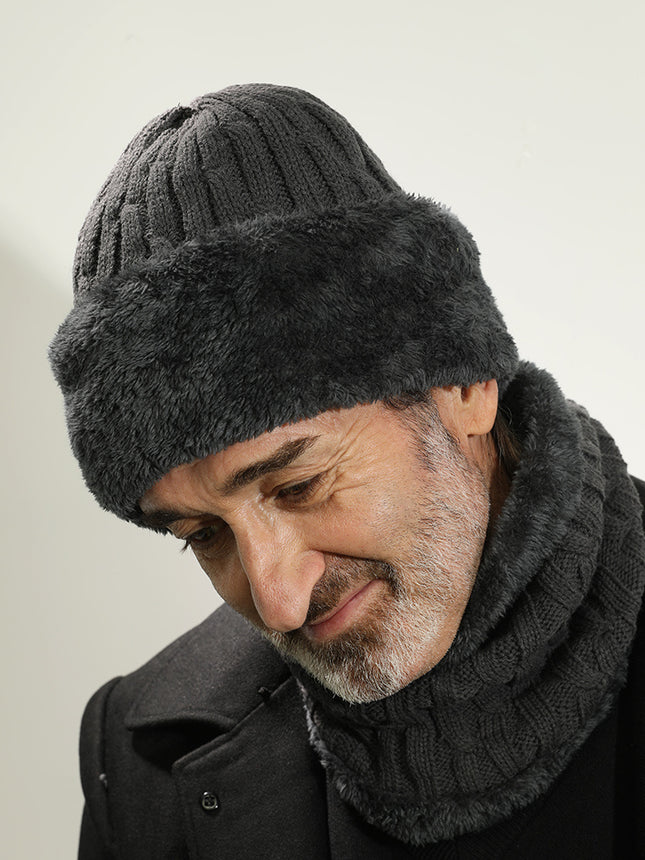 Men's Middle-aged And Elderly Wool Hat With Wool And Thick Knitted Hat