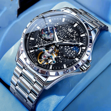 Fashion Starry Sky Mechanical Watch Business Hollow Waterproof Men